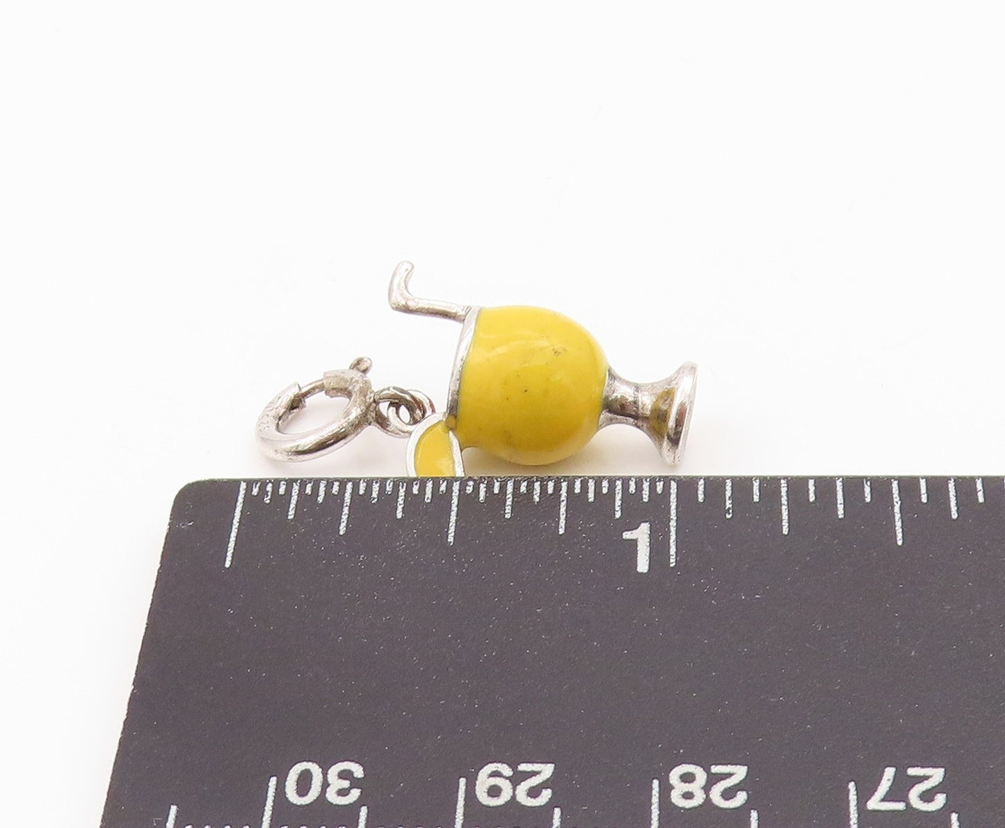 925 Sterling Silver Vintage Pendant Enameled Cocktail Glass Charm  PT24325