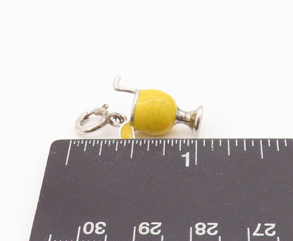 925 Sterling Silver Vintage Pendant Enameled Cocktail Glass Charm  PT24325