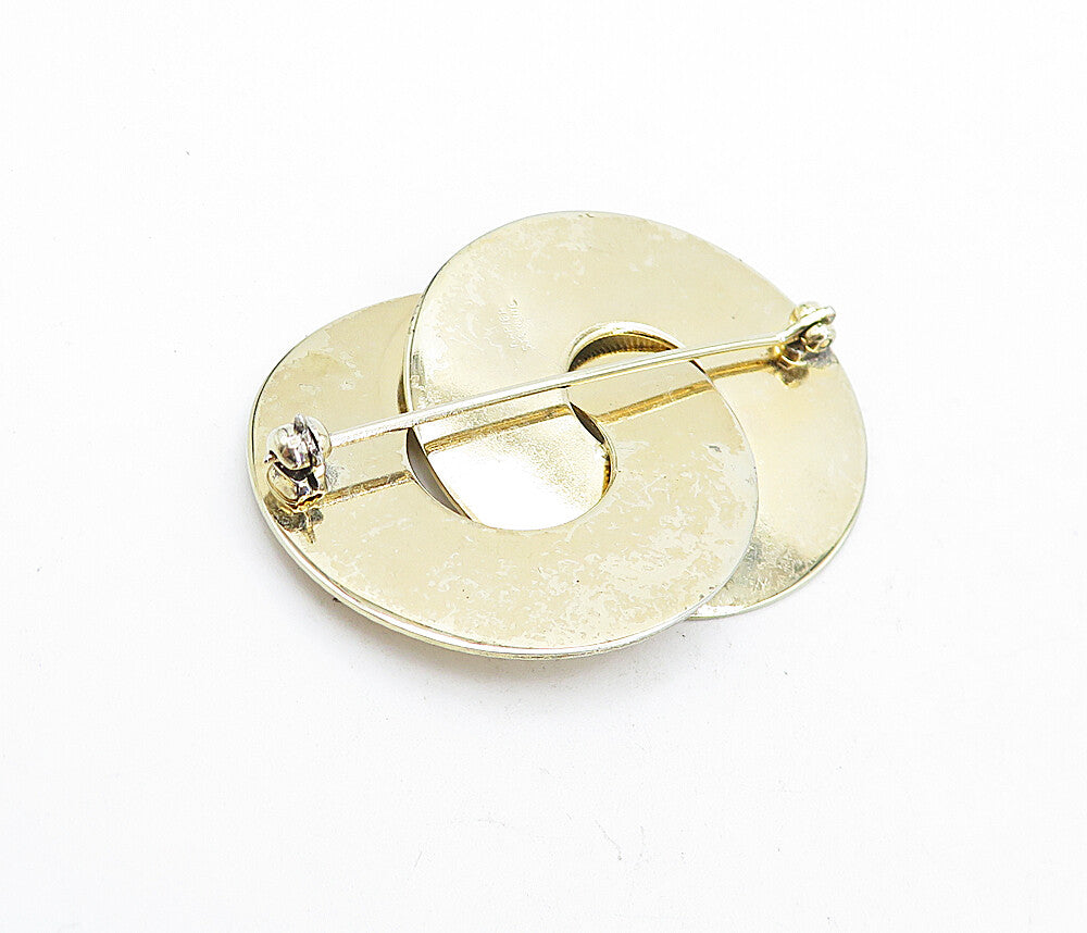 NAPIER 925 Sterling Silver  Vintage Shiny Interlocked Design Brooch Pin BP1591