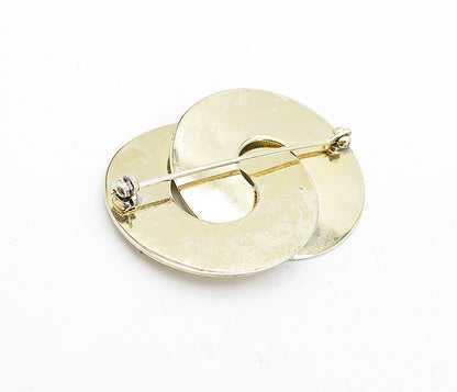 NAPIER 925 Sterling Silver  Vintage Shiny Interlocked Design Brooch Pin BP1591