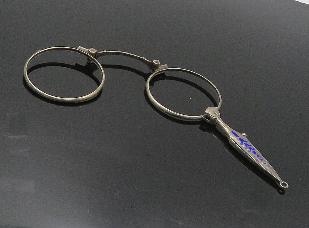 925 Sterling Silver  Vintage Enamel Old Fashioned Spectacles Frames  TR1441
