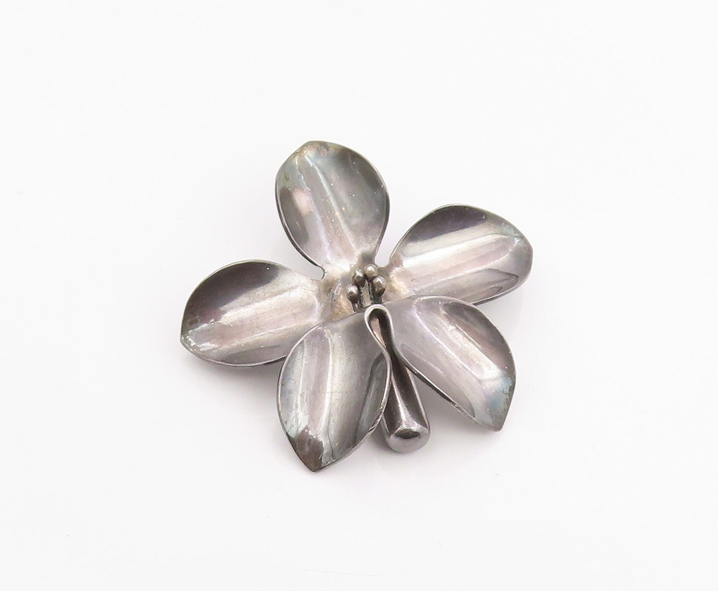 925 Sterling Silver Vintage Brooch Pin DENMARK Abstract Floral Petal  BP12464
