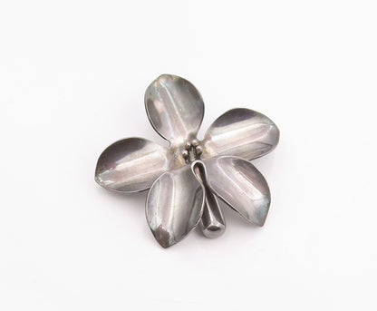 925 Sterling Silver Vintage Brooch Pin DENMARK Abstract Floral Petal  BP12464