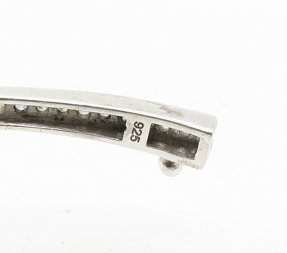 925 Sterling Silver  Cubic Zirconia Religious Cross Bangle Bracelet  BT6228