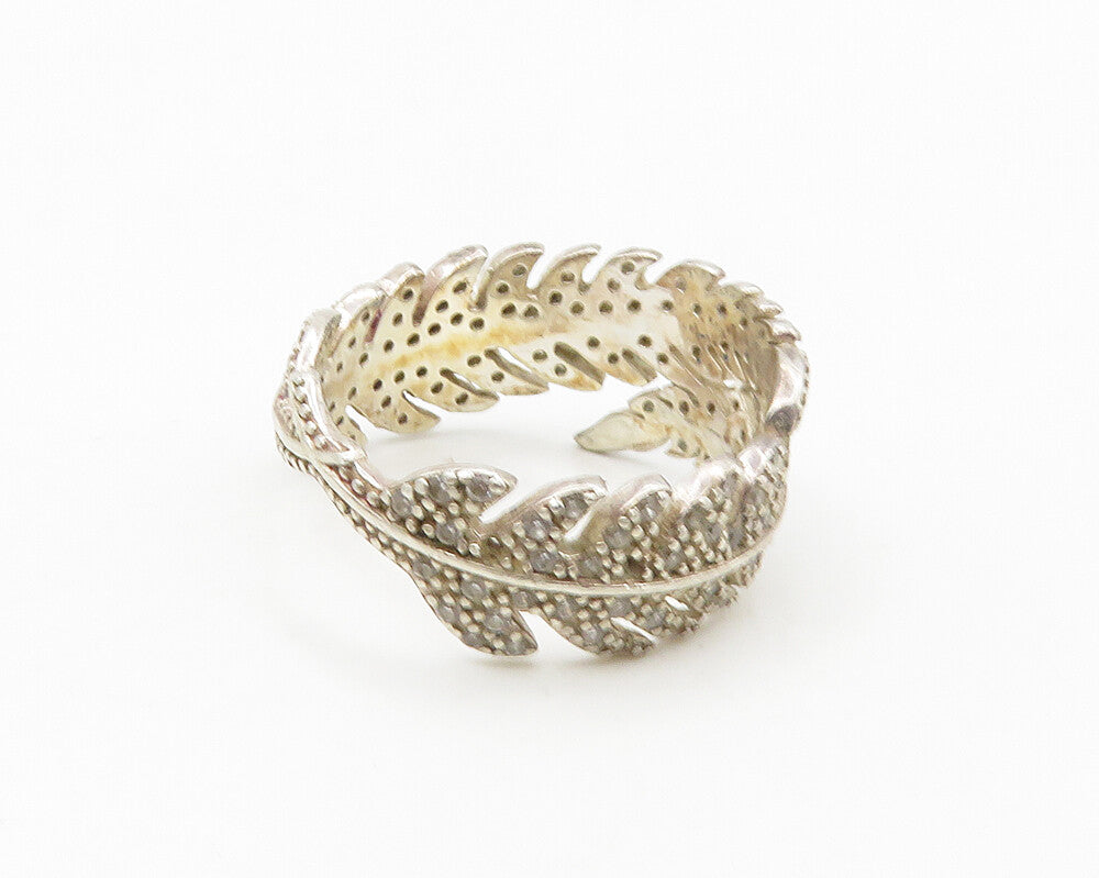 LUCKY DELICATES 925 Sterling Silver Topaz Floral Leaf Bypass Ring Sz 7  RG18249