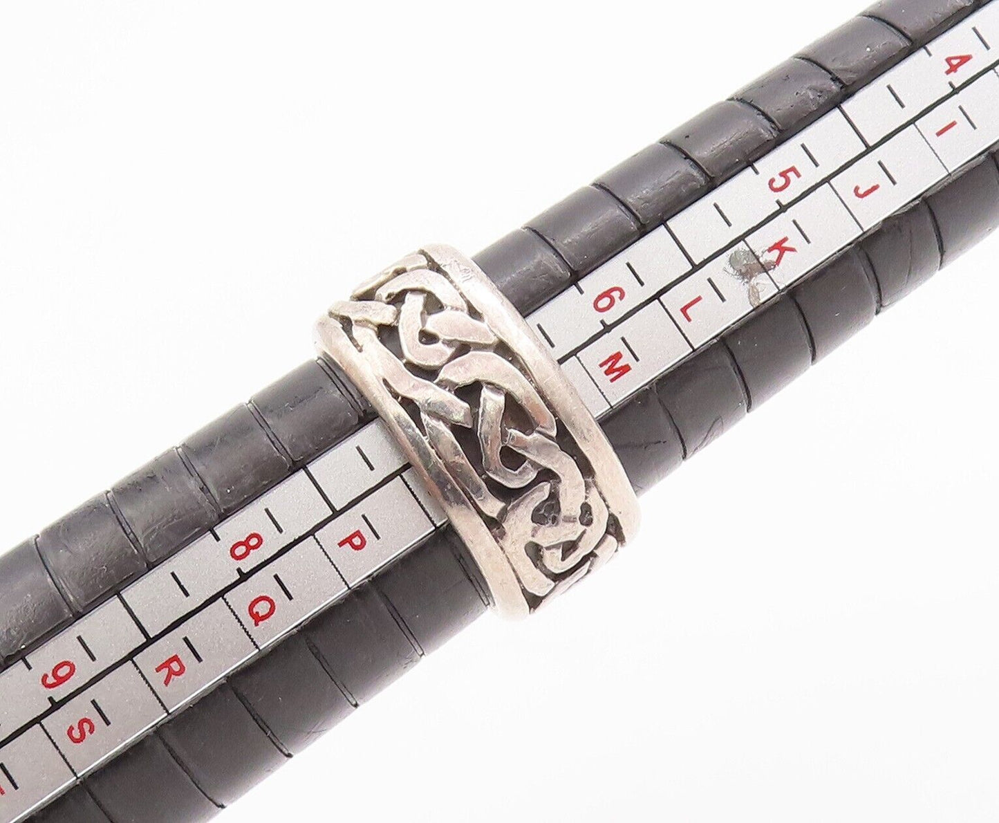 925 Sterling Silver Vintage Ring Solid Brutalist Knot Carved  Sz 7  RG28499