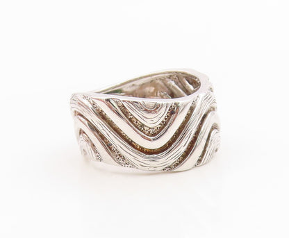 925 Sterling Silver Vintage Ring Textured Wavy Grooved Band  Sz 6.5  RG36000