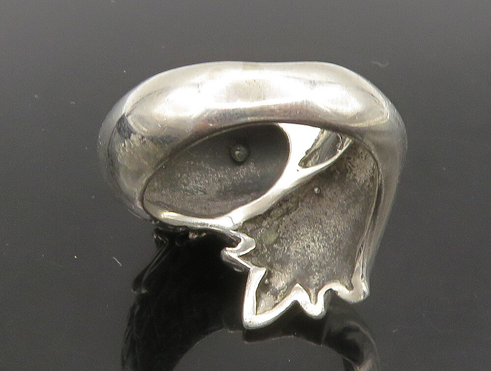 925 Sterling Silver  Vintage Shiny Eagle Head Bypass Band Ring Sz 8  RG23823