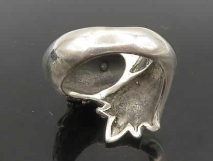 925 Sterling Silver  Vintage Shiny Eagle Head Bypass Band Ring Sz 8  RG23823