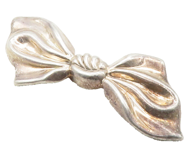 925 Sterling Silver  Vintage Sculpted Bow Tied Ribbon Motif Brooch Pin  BP6426