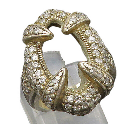 925 Sterling Silver  Vintage Cubic Zirconia Oval Cocktail Ring Sz 5  RG22083