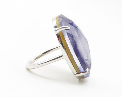 925 Sterling Silver  Prong Set Faceted Tanzanite Cocktail Ring Sz 8  RG11777