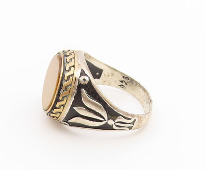 925 Sterling Silver Vintage Ring Tiger's Eye Statement Band  Sz 11  RG36928