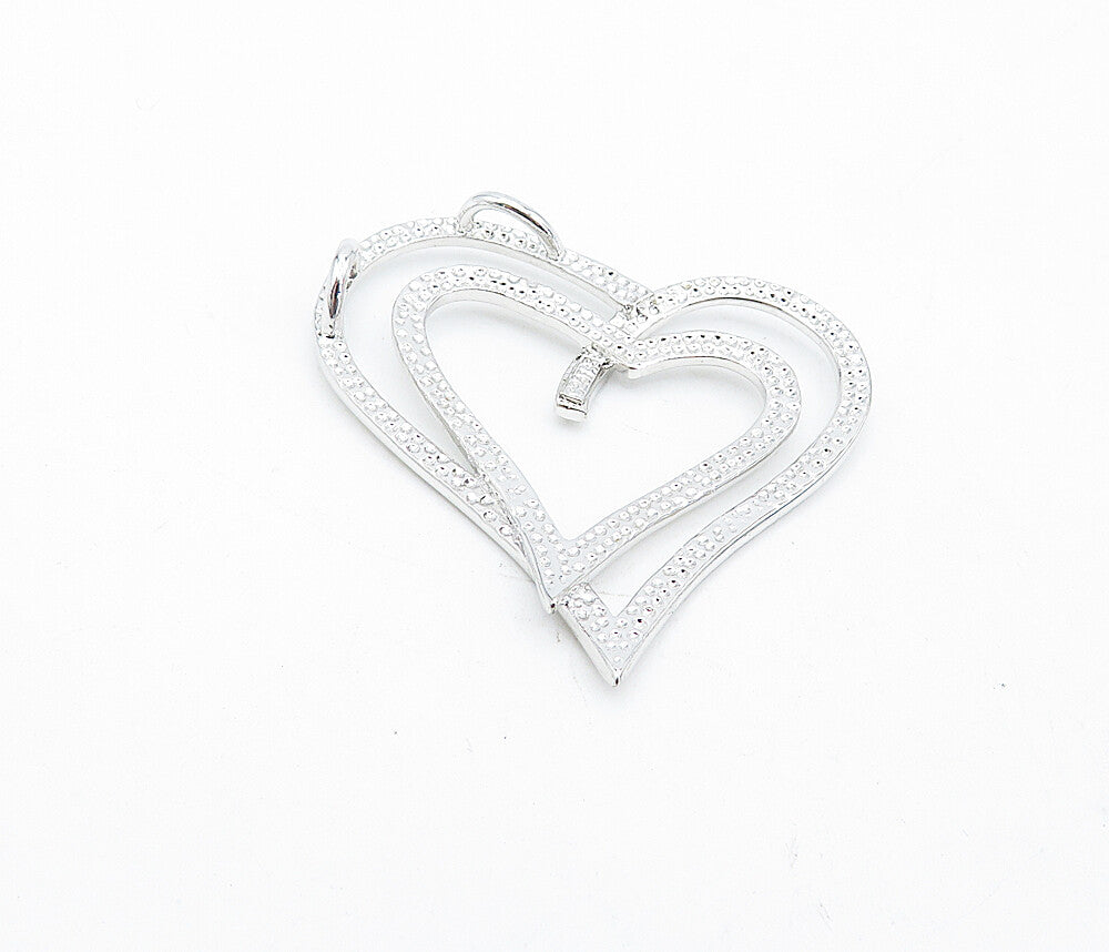 925 Sterling Silver  Shiny Polished Open Love Heart Slide Pendant  PT3310
