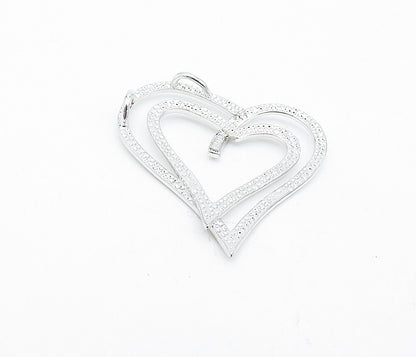 925 Sterling Silver  Shiny Polished Open Love Heart Slide Pendant  PT3310