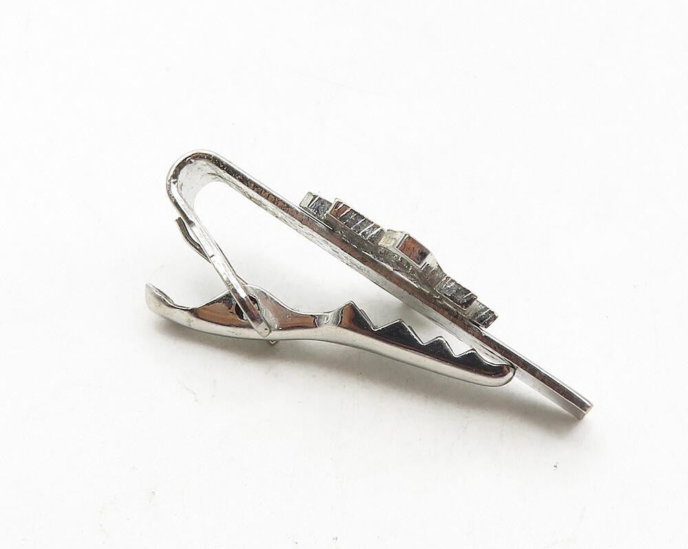 925 Sterling Silver  Vintage Shiny Chinese Character Tie Clip  TR1776
