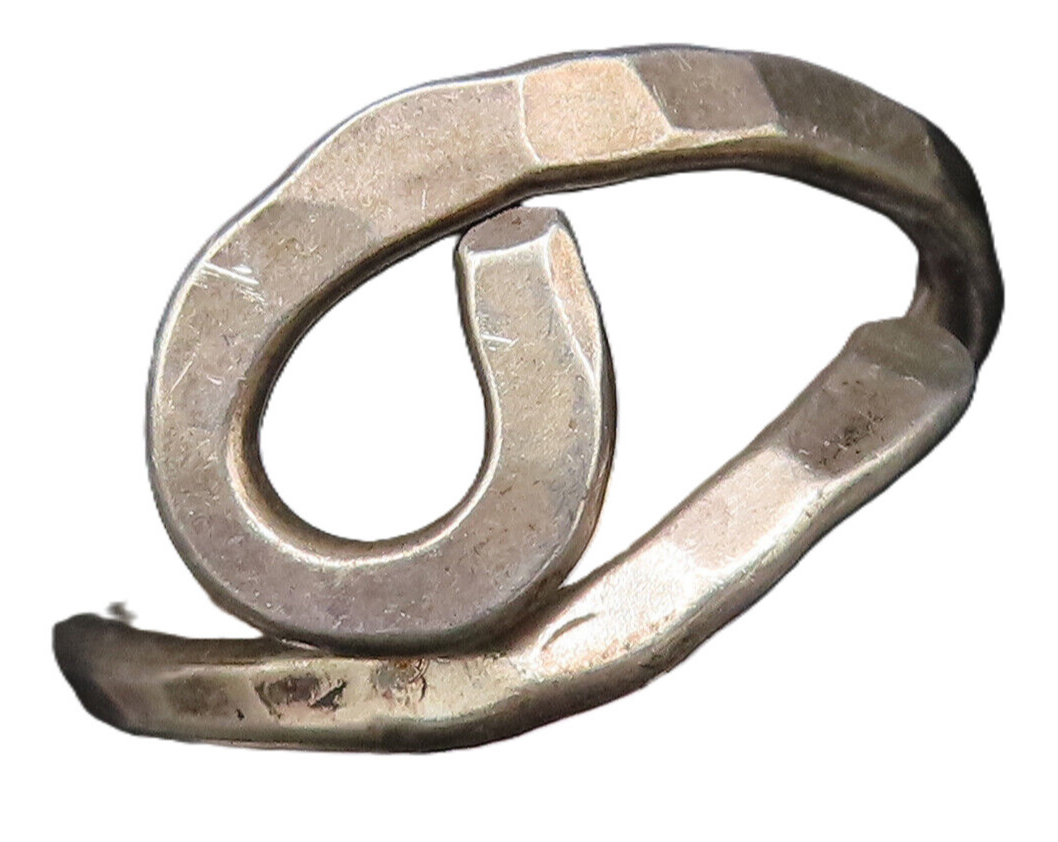 925 Silver  Vintage Hammered Spiral Swirl Adjustable Wrap Ring Sz 8  RG25977