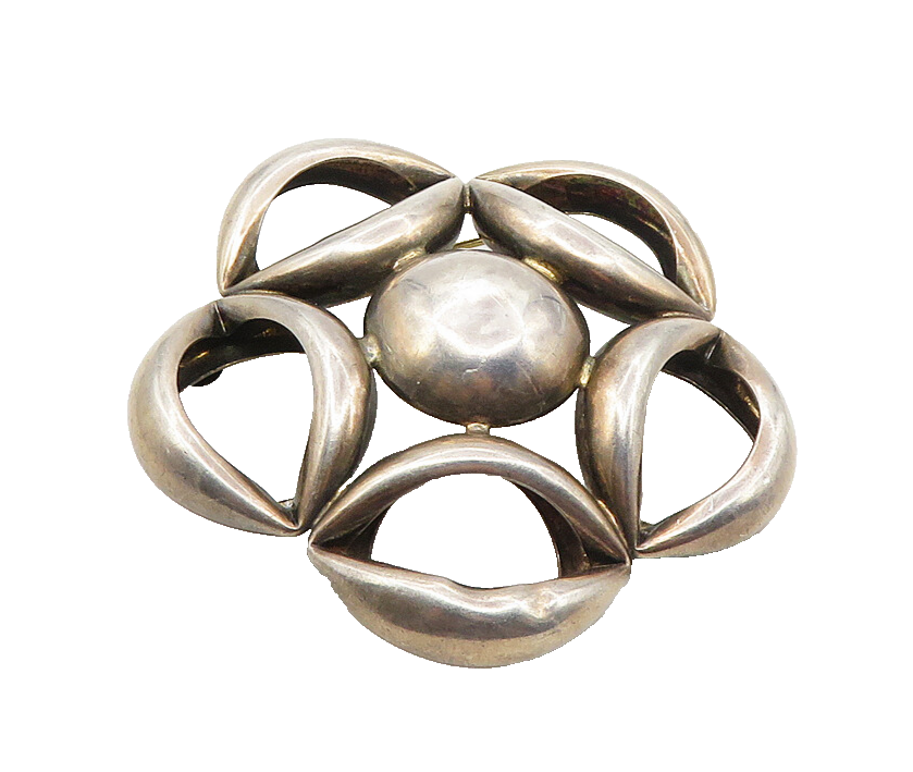 NAPIER 925 Sterling Silver Vintage Rare Dark Tone Floral Dome Brooch Pin  BP4133