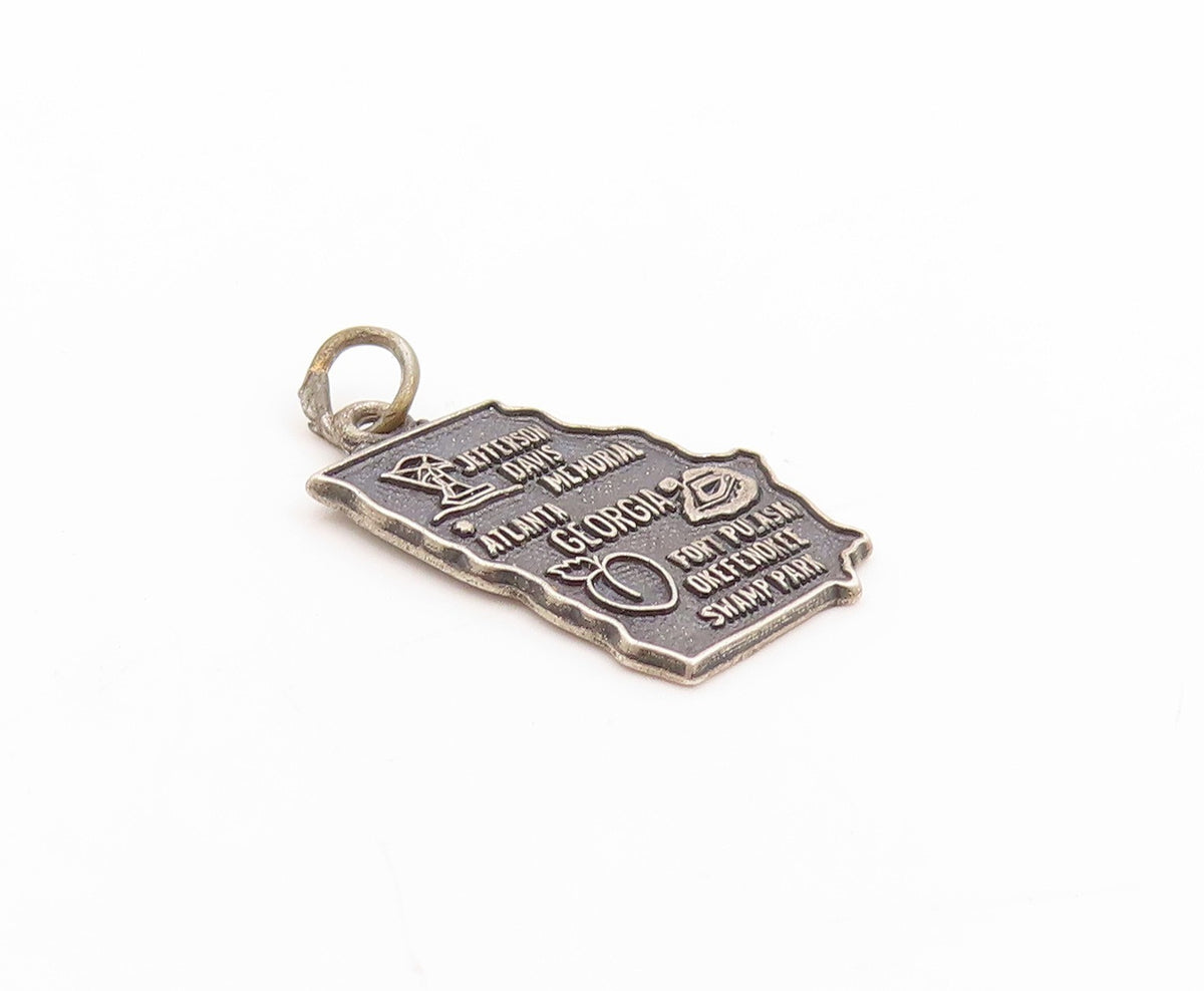 925 Sterling Silver Vintage Pendant Atlanta Georgia State Map Charm  PT25124