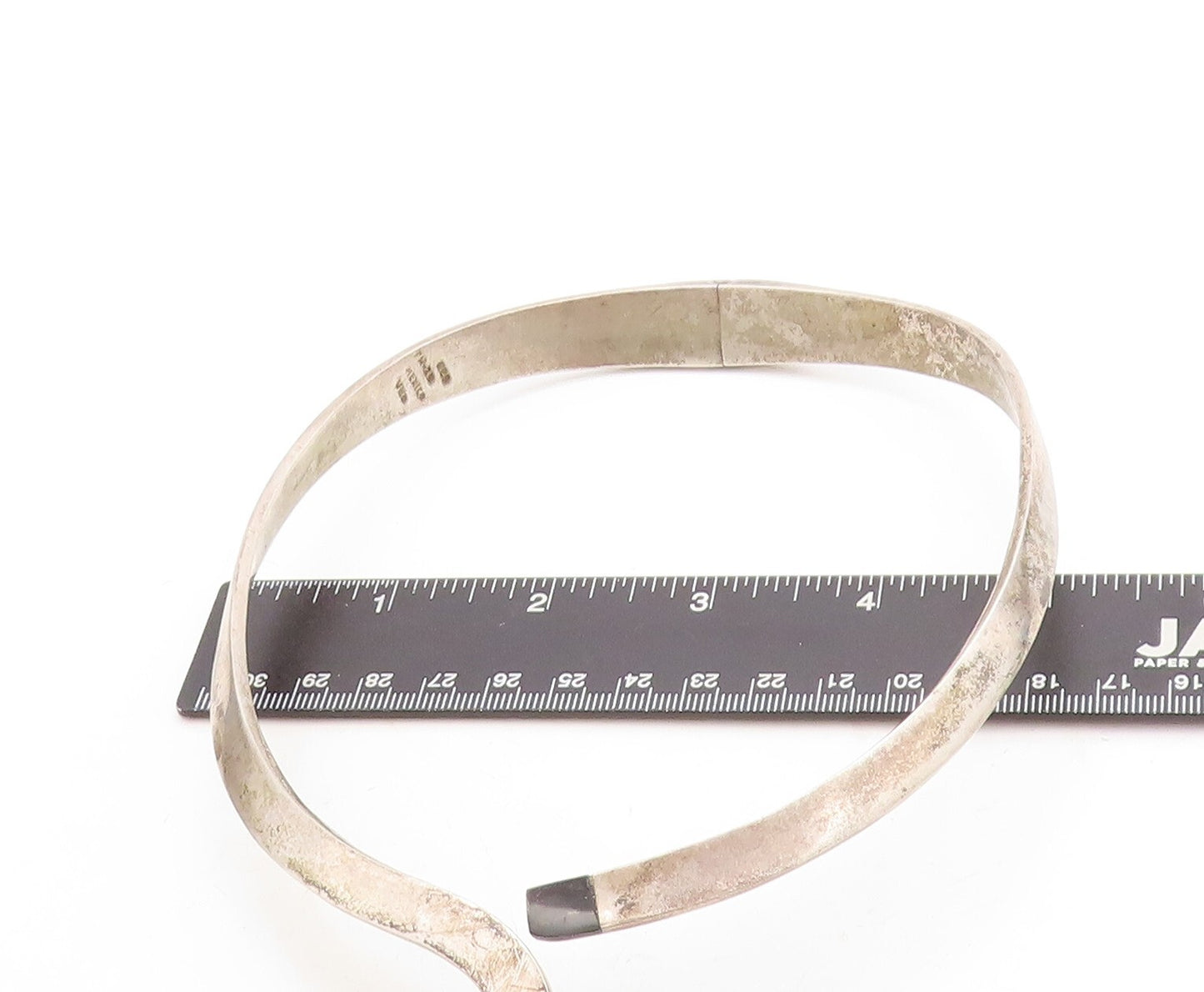 MEXICO 925 Sterling Silver  Vintage Modernist Hinge Solid Collar Necklace NE2291