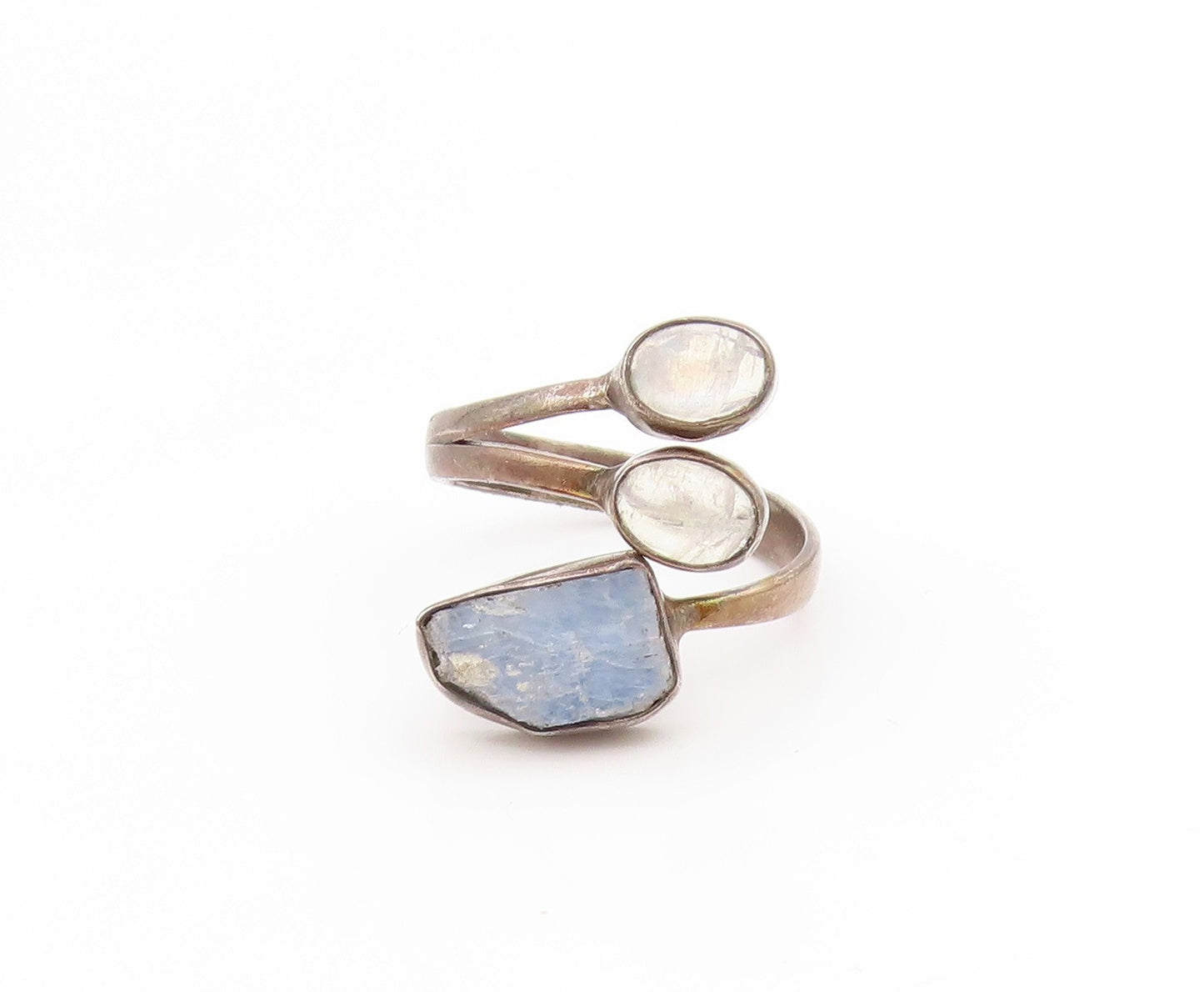 925 Sterling Silver Vintage Ring Cabochon Moonstone Bypass Band  Sz 9  RG34539