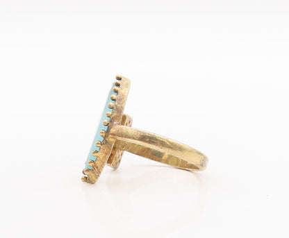 925 Sterling Silver Vintage Ring Gold Plated Designer Gemstone CZ Sz 7.5 RG29623
