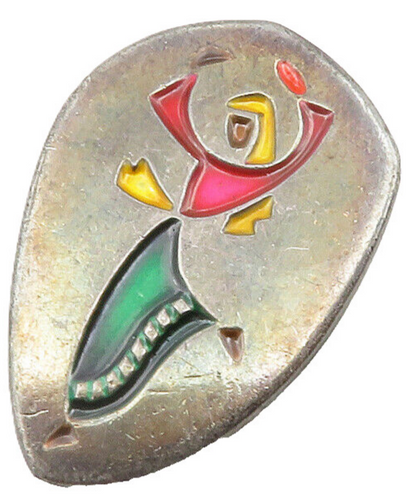 ISRAEL 925 Sterling Silver  Vintage Enamel Dancing Woman Brooch Pin  BP4487