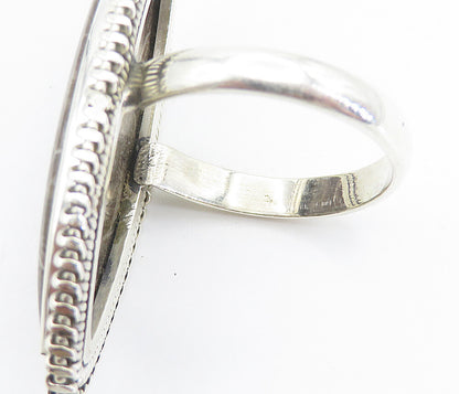 925 Sterling Silver  Brown Spotted Jasper Pointed Cocktail Ring Sz 9  RG8444