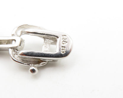 925 Sterling Silver  Shiny White Topaz Open Square Link Chain Bracelet  BT4986