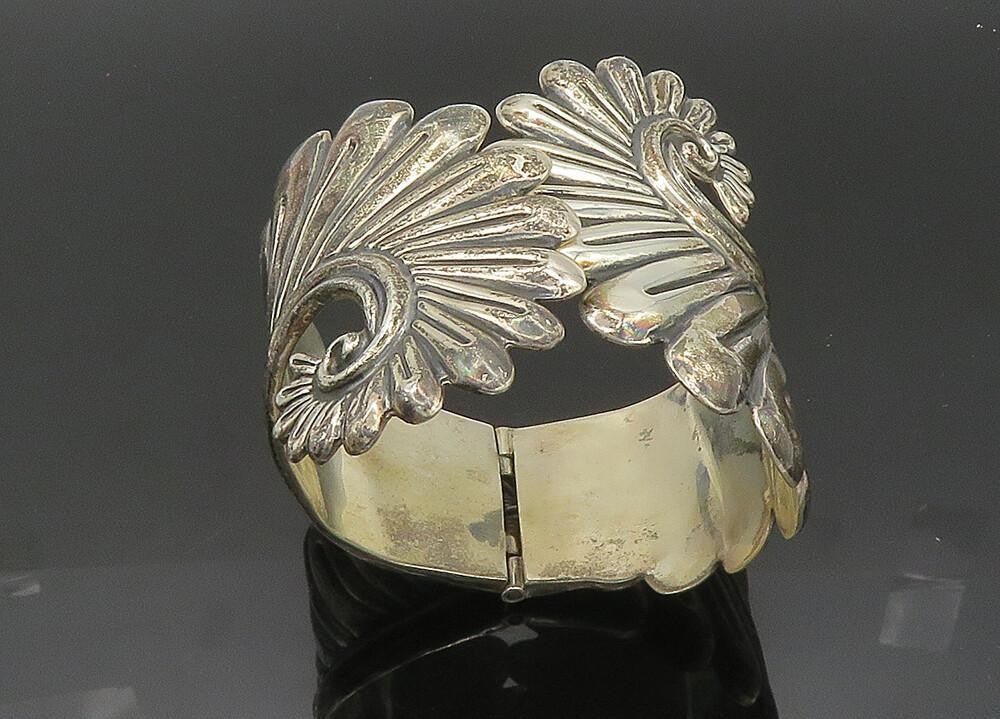 ESPERANZA MEXICO 925 Silver  Vintage Shiny Swirl Bypass Cuff Bracelet  BT8279