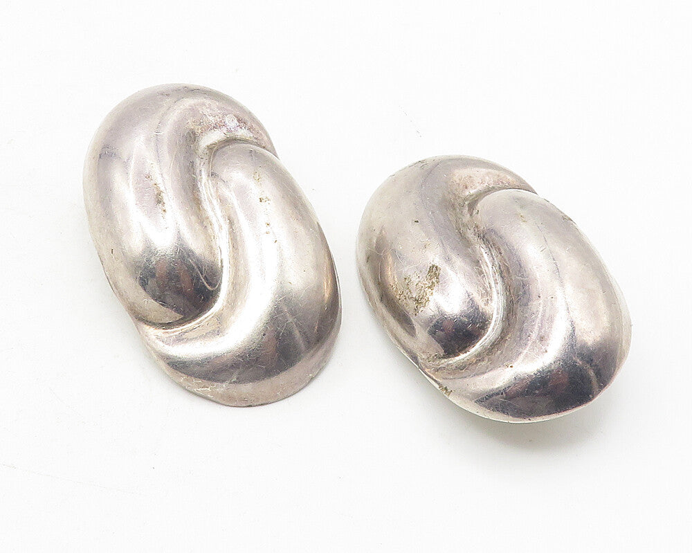 MEXICO 925 Sterling Silver  Vintage Oval Swirl Non Pierce Earrings  EG6035
