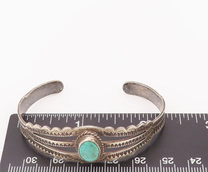 925 Sterling Silver Vintage Bracelet NAVAJO Antique Split Band Carved   BT10384