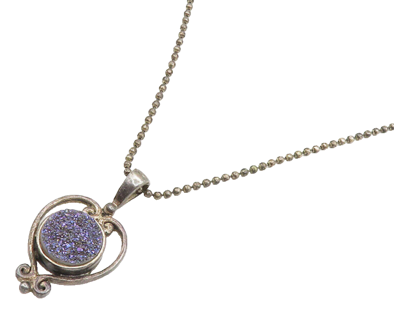 SAJEN 925 Sterling Silver  Vintage Druzy Stone Beaded Chain Necklace  NE3031