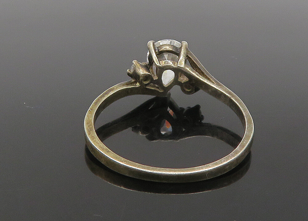 925 Sterling Silver  Vintage Cubic Zirconia Bypass Band Ring Sz 10  RG21902