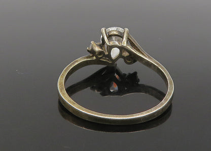 925 Sterling Silver  Vintage Cubic Zirconia Bypass Band Ring Sz 10  RG21902