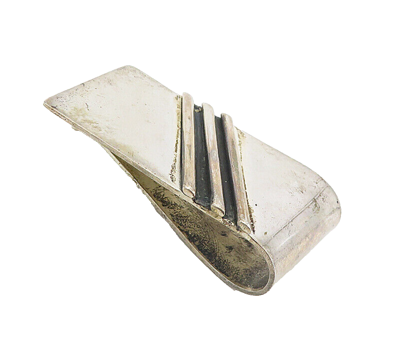 MEXICO 925 Sterling Silver  Vintage Raised Striped Detail Money Clip  TR1327