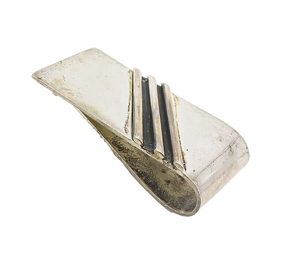 MEXICO 925 Sterling Silver  Vintage Raised Striped Detail Money Clip  TR1327