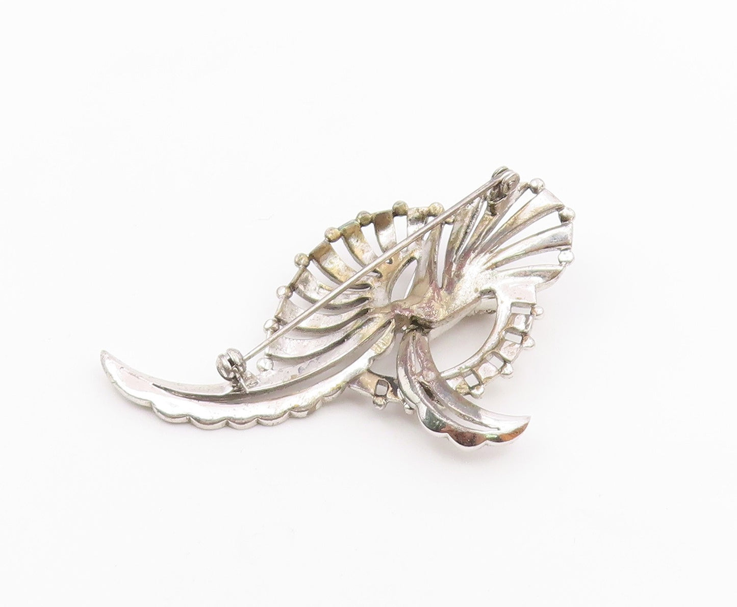 925 Sterling Silver  Vintage Sparkling Swirl Design Brooch Pin  BP5320