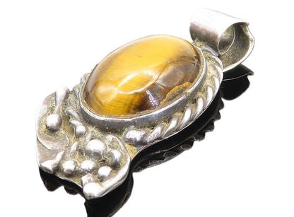 STANLEY DAVIDSON 925 Silver  Vintage Tiger's Eye Twist Drop Pendant  PT6229