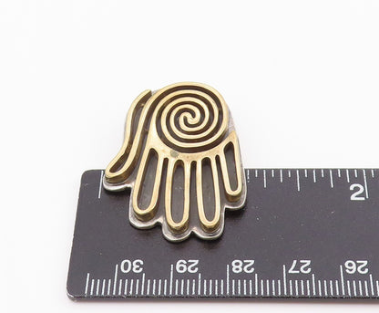 925 Sterling Silver Vintage Brooch Pin CAROLYN POLLACK Spiral Hamsa Hand BP12179