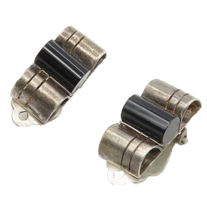 925 Sterling Silver  Vintage Black Onyx Non Pierce Drop Earrings  EG9101