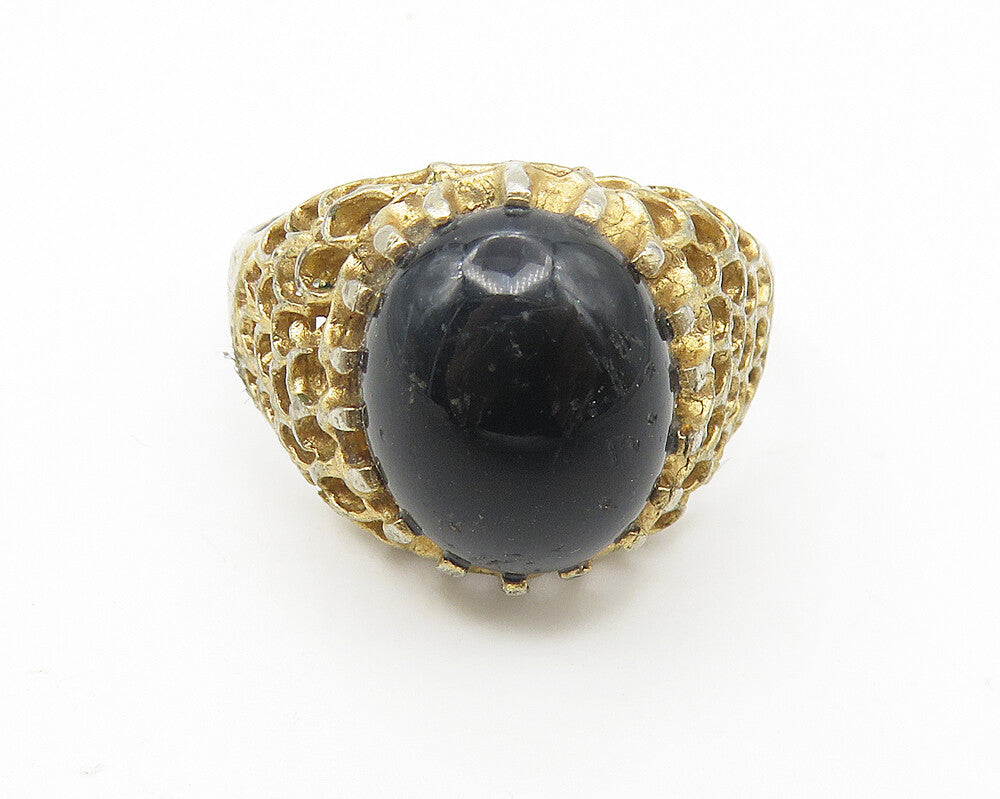 ESPO 925 Silver  Vintage Cabochon Black Onyx Dome Cocktail Ring Sz 9  RG10784