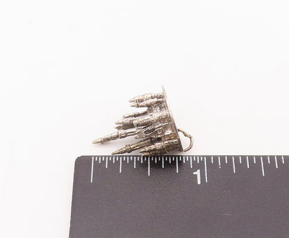 925 Sterling Silver Vintage Pendant WALT DISNEY 3D Carved Castle  Model  PT22781