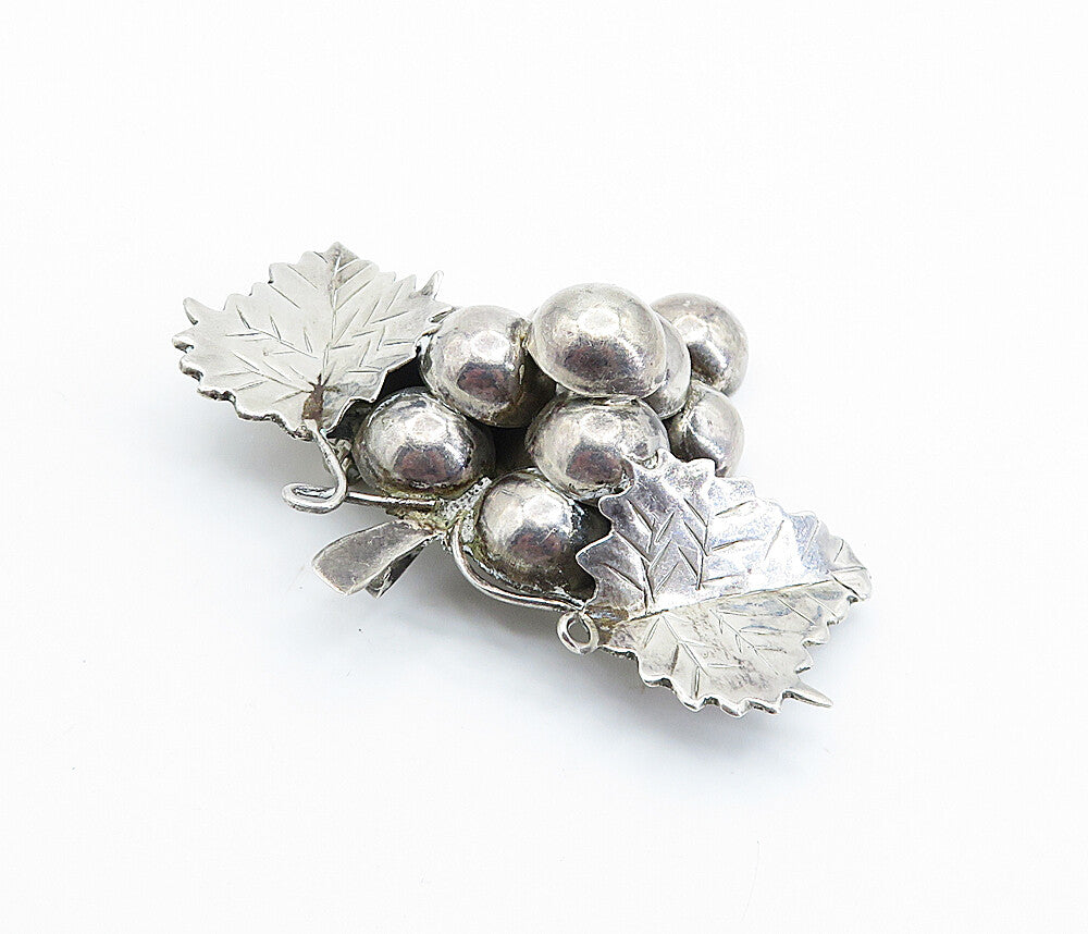 LOS BALLESTEROS 925 Sterling Silver  Vintage Grape Bunch Brooch Pin  BP2841