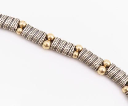 14k Gold 925 Sterling Silver Vintage Necklace Antique Carved Bead Design  NE4440