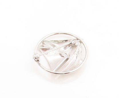 925 Sterling Silver Vintage Brooch Pin Designer Cutout Boat  BP11447