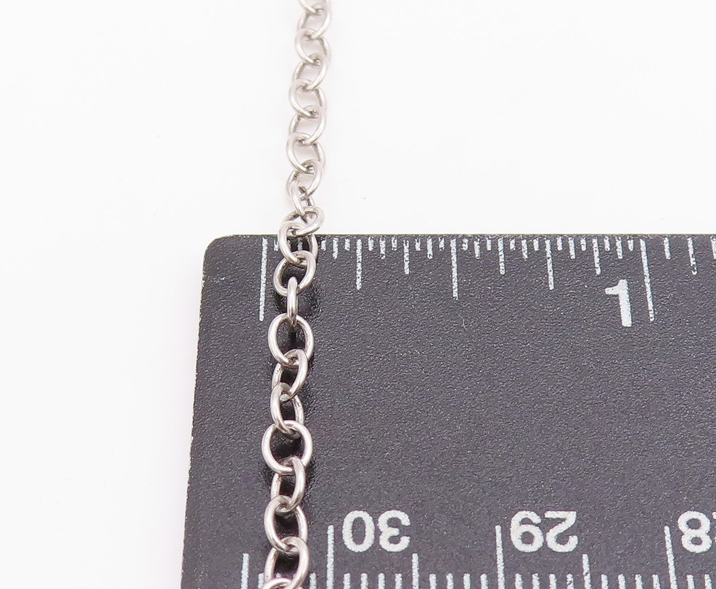 925 Sterling Silver Vintage Necklace Antique Oval Rings Linked Chain  NE4583