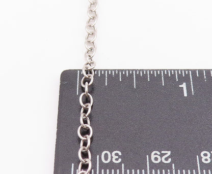 925 Sterling Silver Vintage Necklace Antique Oval Rings Linked Chain  NE4583