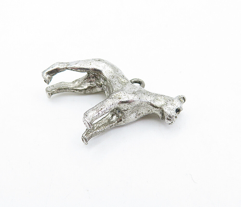 925 Sterling Silver Vintage Petite Sculpted Standing Dog Pendant PT4254