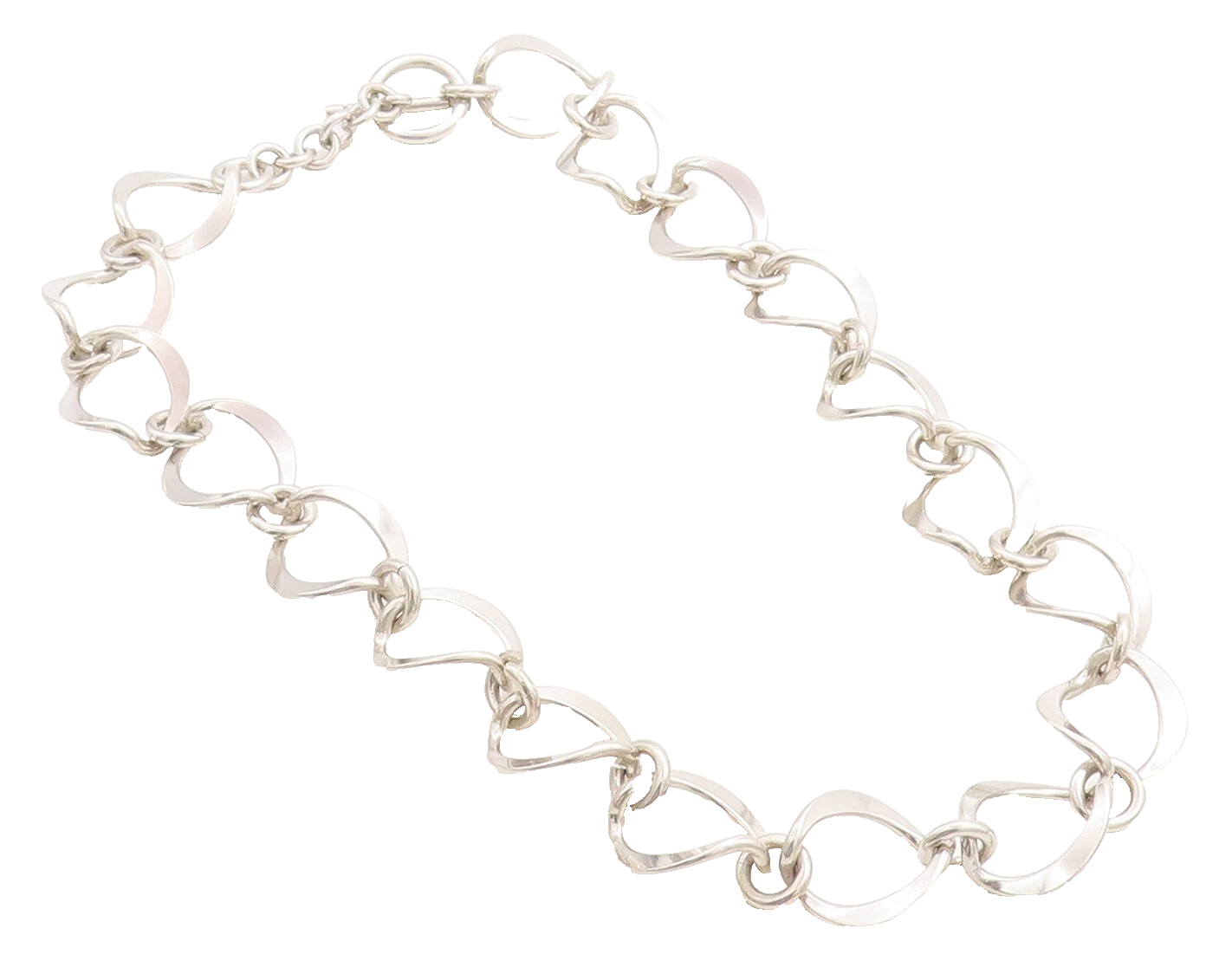 MEXICO 925 Sterling Silver  Vintage Shiny Open Link Chain Necklace  NE1317